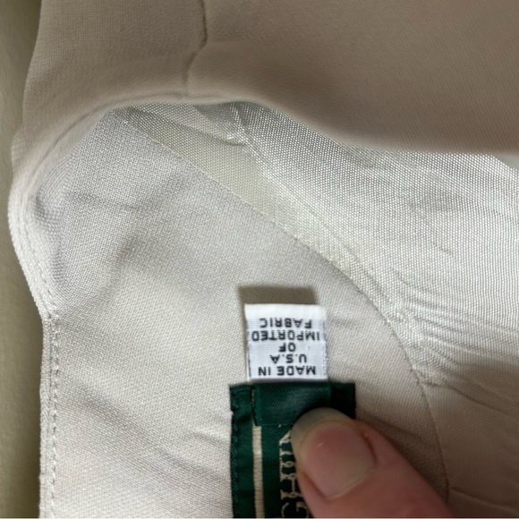 J Mclaughlin midi Bejeweled sleeves Cream Colored Dress Size 10 made in USA - Picture 10 of 13